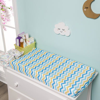 EVERYDAY KIDS 2 Pack Cotton Jersey Knit Changing Pad Cover - Cars/Chevron