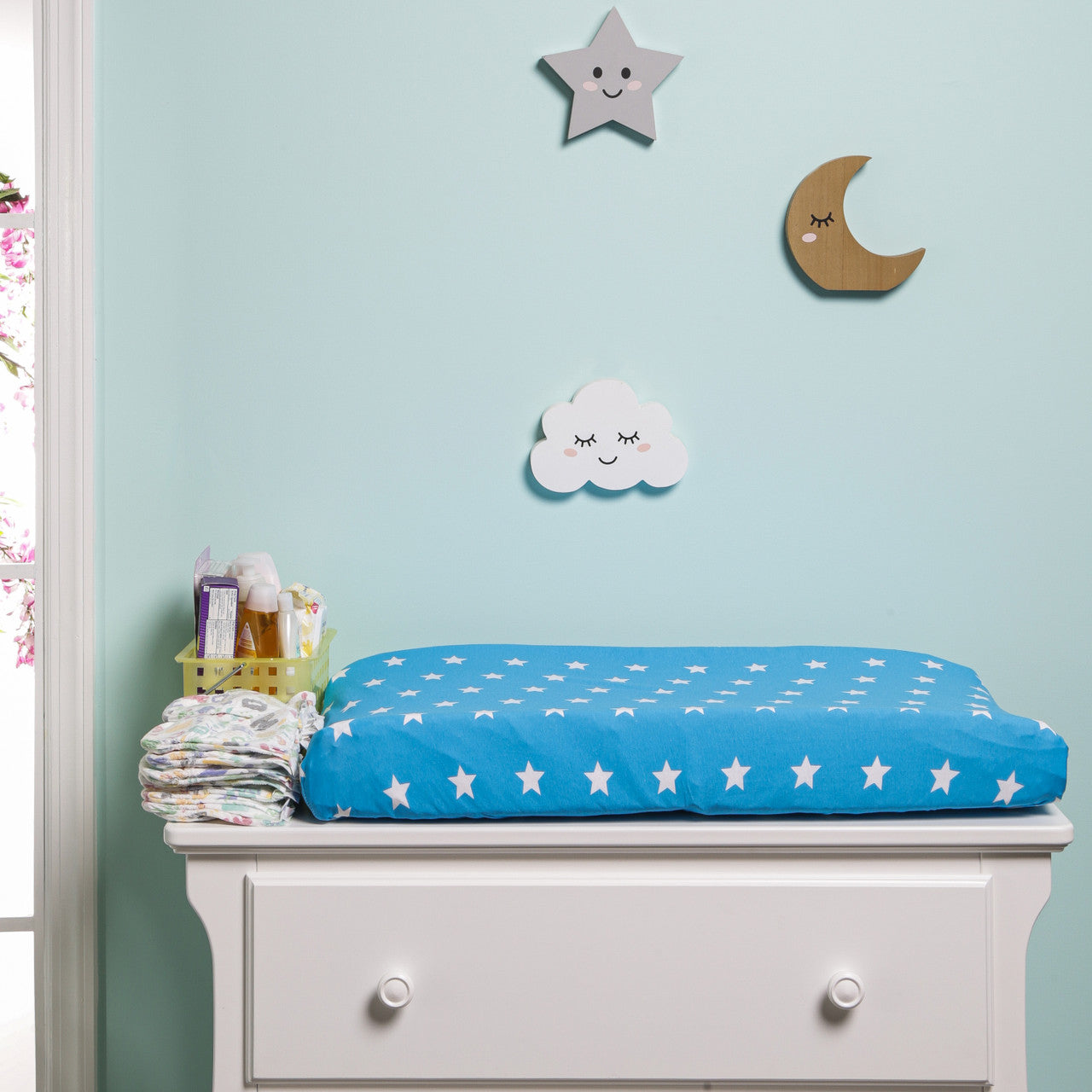 EVERYDAY KIDS 2 Pack Cotton Jersey Knit Changing Pad Cover - Stars/Clouds