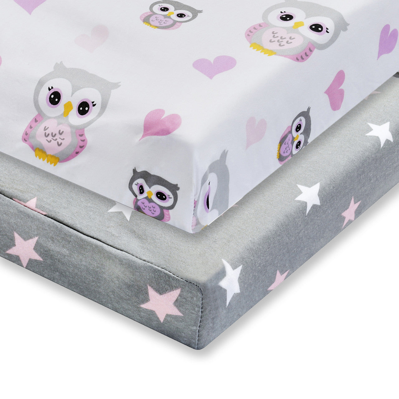 EVERYDAY KIDS 2 Pack Cotton Jersey Knit Changing Pad Cover - Owls/Stars
