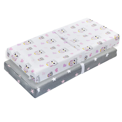 EVERYDAY KIDS 2 Pack Cotton Jersey Knit Changing Pad Cover - Owls/Stars