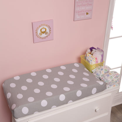 EVERYDAY KIDS 2 Pack Cotton Jersey Knit Changing Pad Cover - Hearts/Dots