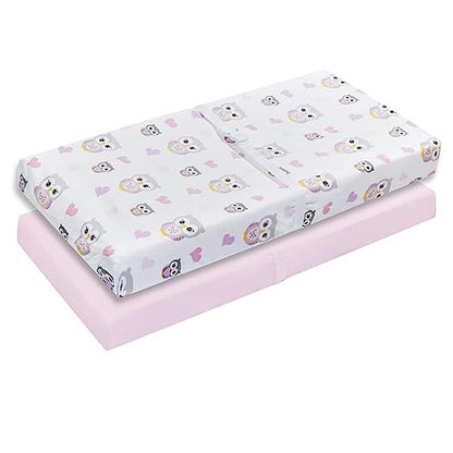 2 PK Changing Pad Covers - Owls and Pink