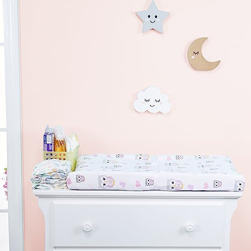 2 PK Changing Pad Covers - Owls and Pink