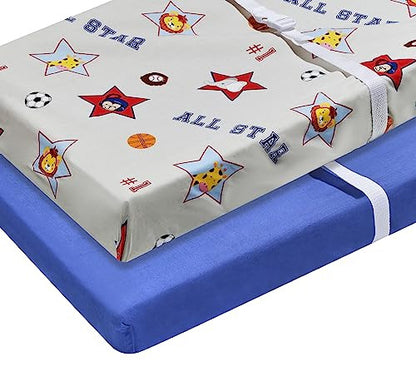 2 PK Changing Pad Covers - Jungle Sports and Blue