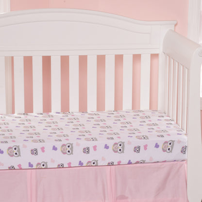 Everyday Kids Fitted Crib Sheet - Owls/Stars