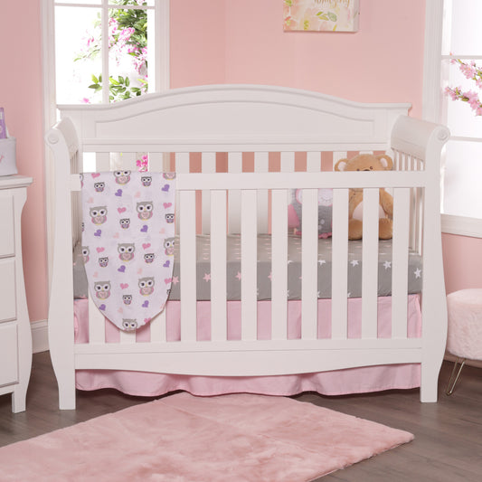 Everyday Kids Fitted Crib Sheet - Owls/Stars