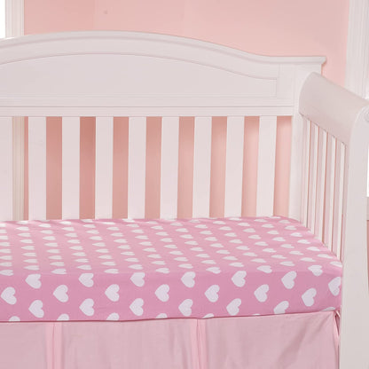Everyday Kids 2 Pack Fitted Crib Sheet - Hearts/Polka Dots