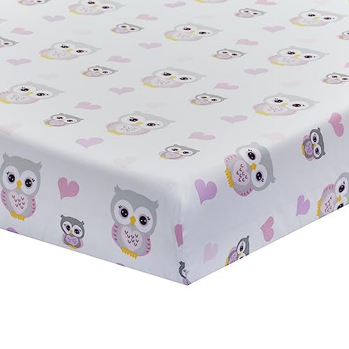 2PK Crib Sheets - Owls and Pink
