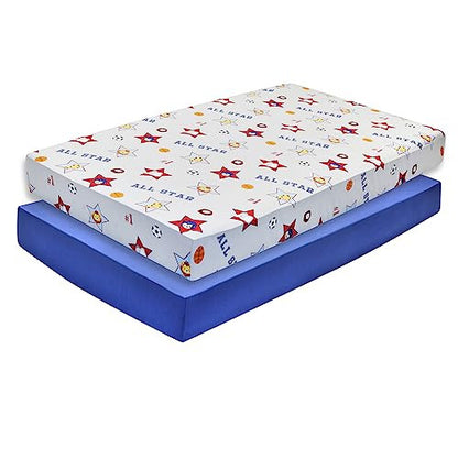 2PK Crib Sheets - Jungle Sports and Blue