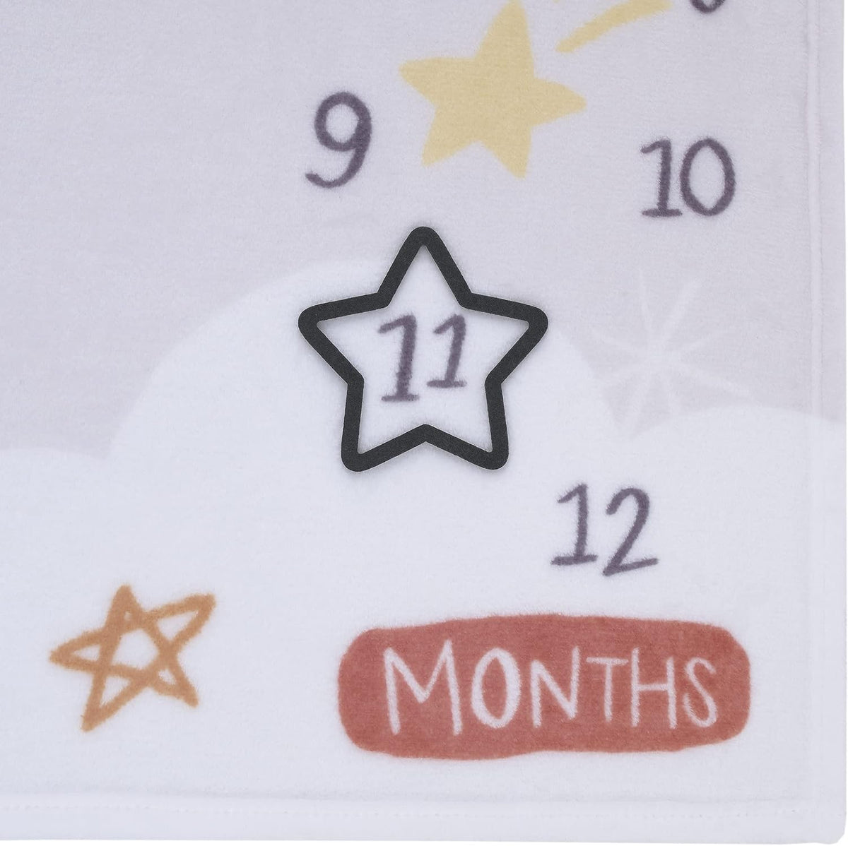 NoJo "Love You to the Moon and Back" Monthly Milestone Baby Blanket with Star Felt Marker, 40x50 Celestial Fleece Photo Op Blanket, Grey and Gold