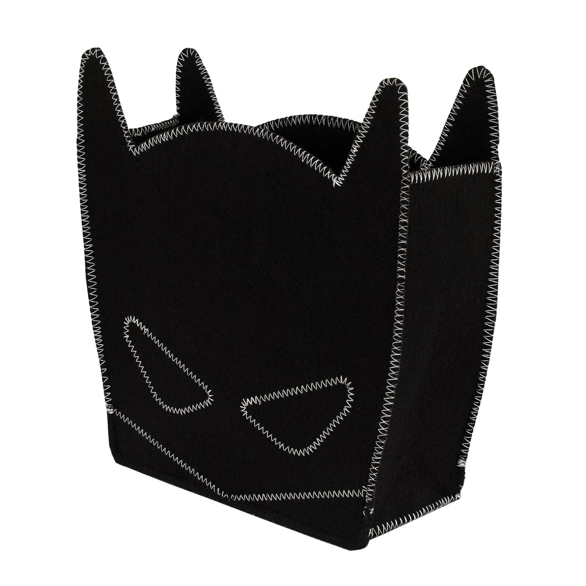 DC Comics Batman Shaped Felt Nursery Storage Caddy, Black Mask Organizer Bin with Contrast Stitching