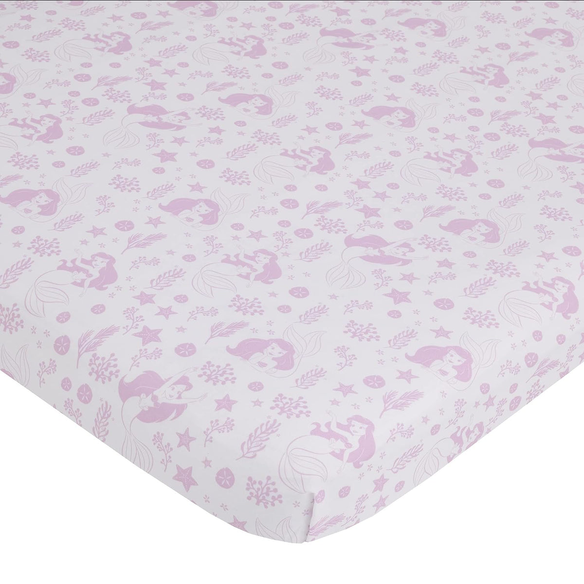 Disney The Little Mermaid Ariel 3-Piece Toddler Bedding Set, Comforter and Fitted Sheets, Pink