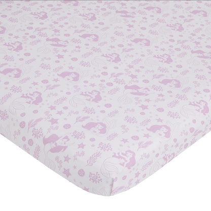Disney The Little Mermaid Ariel 3-Piece Toddler Bedding Set, Comforter and Fitted Sheets, Pink