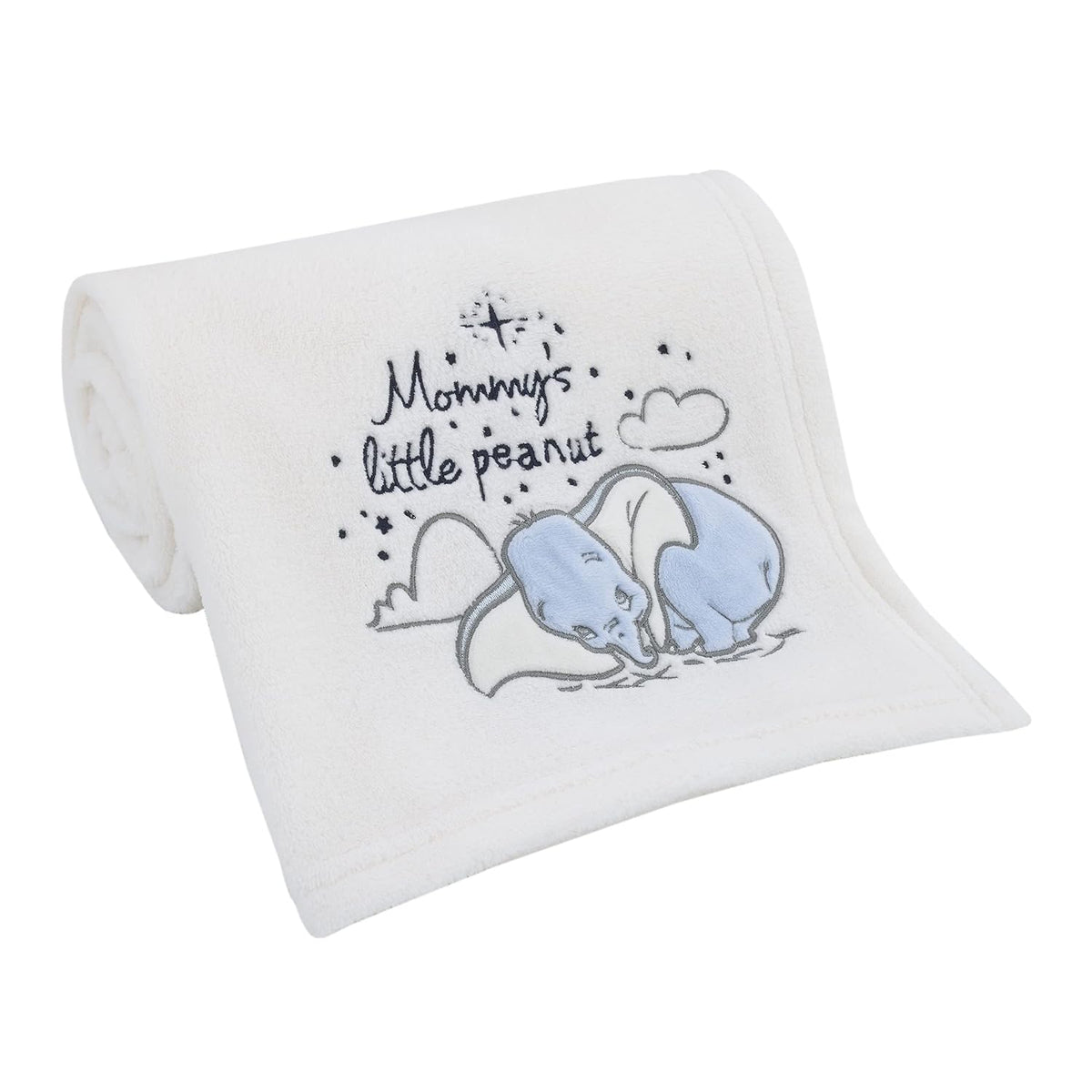 Disney Baby Dumbo Storybook Nursery 6-Piece Crib Bedding Set, Comforter, Fitted Sheets, Blanket, Changing Pad Cover & Wall Decal/Banner, Blue and White