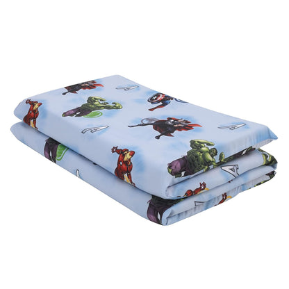 Marvel Avengers Toddler Nap Mat Sheet, Fitted Daycare Cot Cover, Light Blue