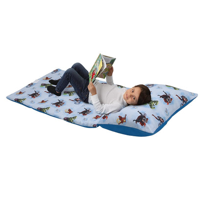 Marvel Avengers Toddler Padded Nap Mat with Built-In Pillow, Daycare Rest Mat, Light Blue