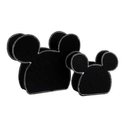 Disney Mickey Mouse Shaped Black 2-Piece Felt Nursery Storage Caddy, Large and Small Organizer Bins