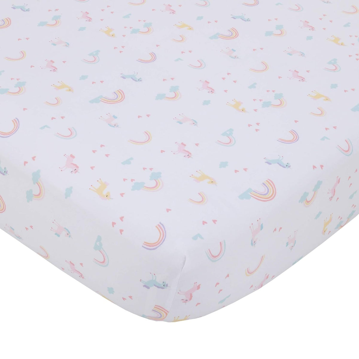 Little Love by NoJo Magical Unicorns Fitted Crib Sheet, Pastel Rainbows & Stars Microfiber Nursery Bedding, Soft Pink, Lavender & Mint