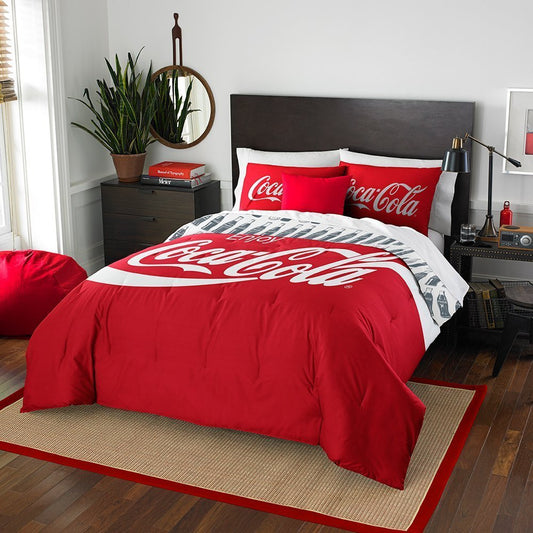 The Coca-Cola Company Bottles Bedding Comforter and 2 Shams Set, Twin/Full