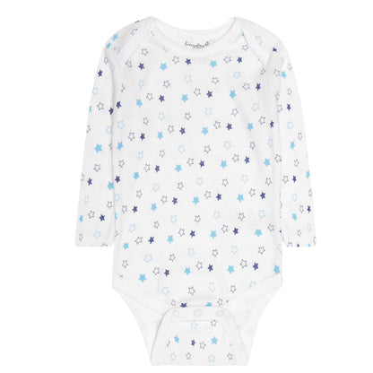 Everyday Kids 7 Pack Blue Long Sleeve Baby Bodysuits for Boys