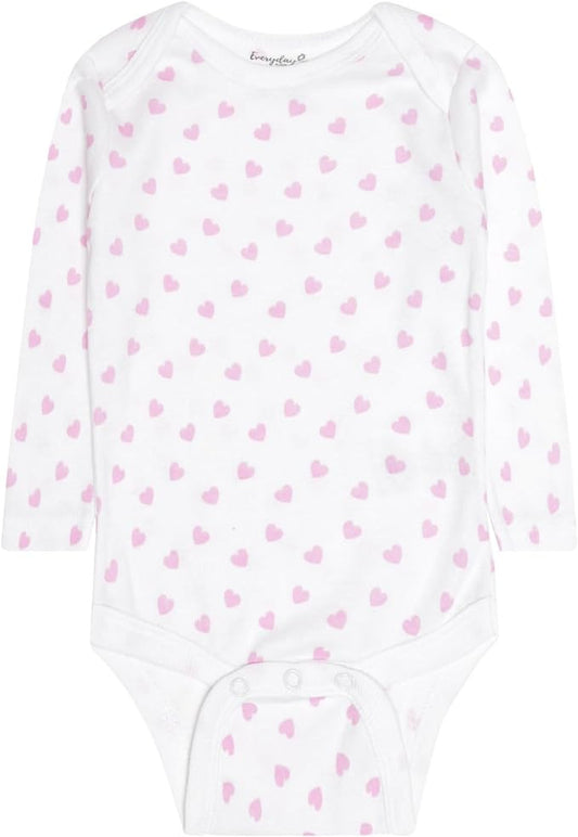 Everyday Kids 7 Pack Pink Long Sleeve Baby Bodysuits for Girls