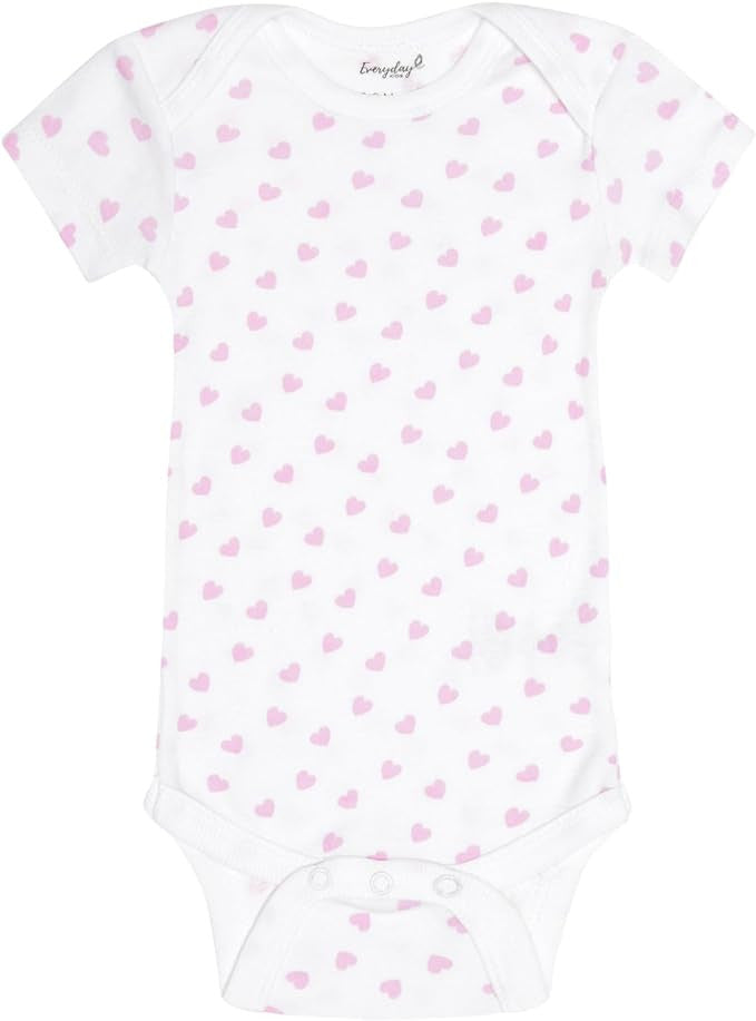 Everyday Kids 7 Pack Pink Short Sleeve Baby Bodysuits for Girls