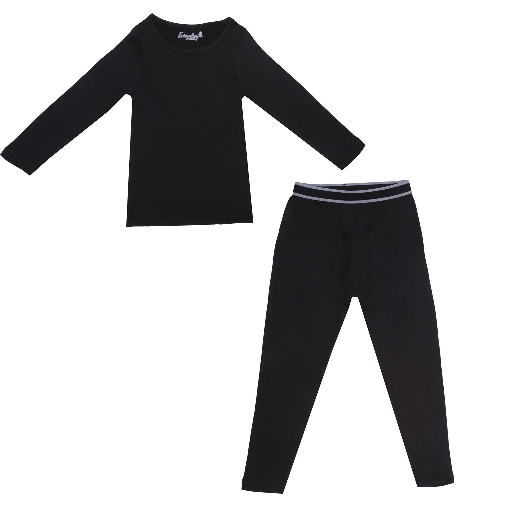 EVERYDAY KIDS Boys Black Thermal Top and Bottom Underwear Set