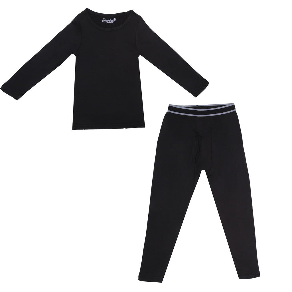 EVERYDAY KIDS Boys Black Thermal Top and Bottom Underwear Set