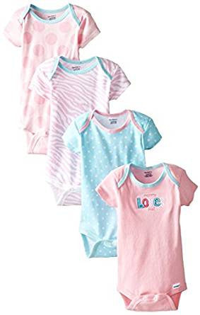 Gerber Baby Girls' 4 Pack Onesies