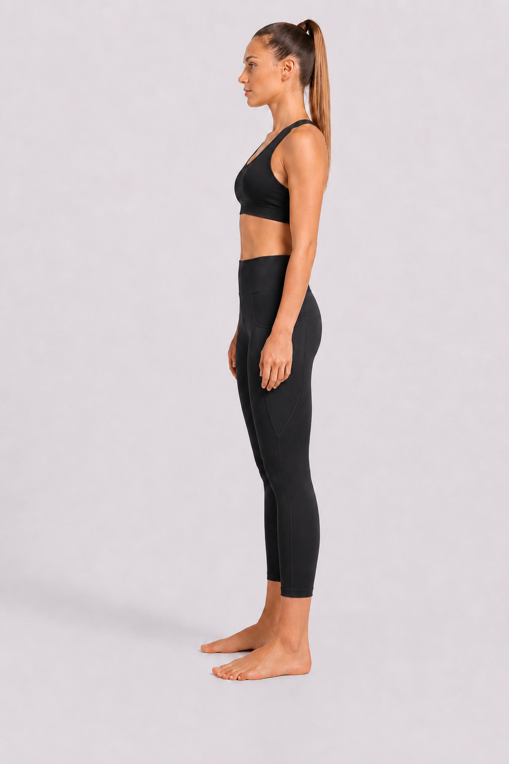 New York Laundry Women's High-Waisted Full Length Leggings with Side Pockets, Jet Black