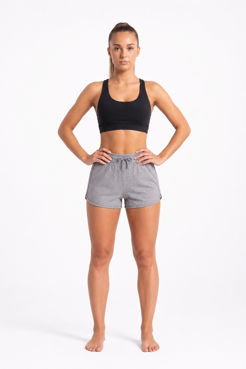 New York Laundry Women's 3-Inch Running Shorts with Drawstring Waistband and Pockets, Heather Grey
