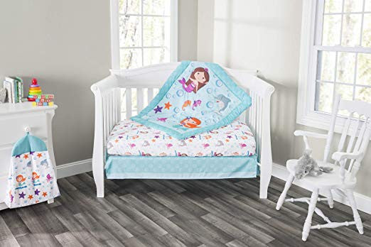 Everyday Kids 3 Piece Girls Crib Bedding Set - Mermaid Adventures