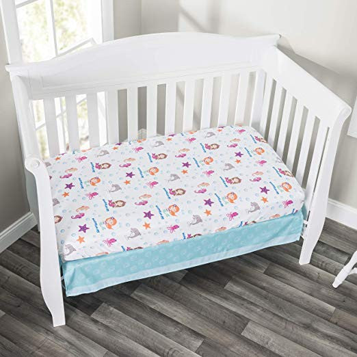 Everyday Kids 3 Piece Girls Crib Bedding Set - Mermaid Adventures