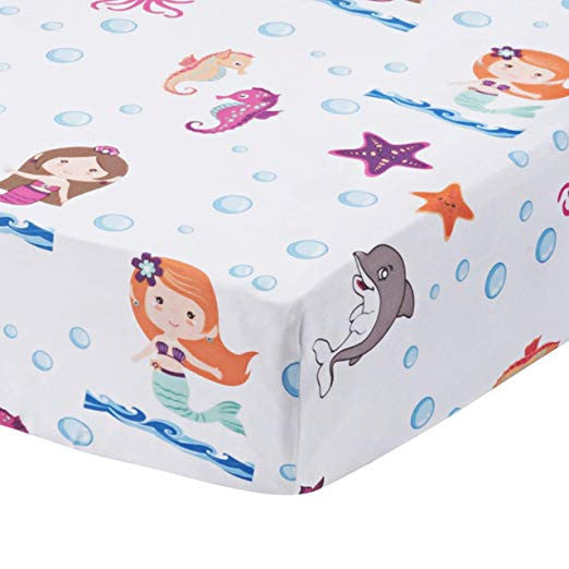 Everyday Kids 3 Piece Girls Crib Bedding Set - Mermaid Adventures