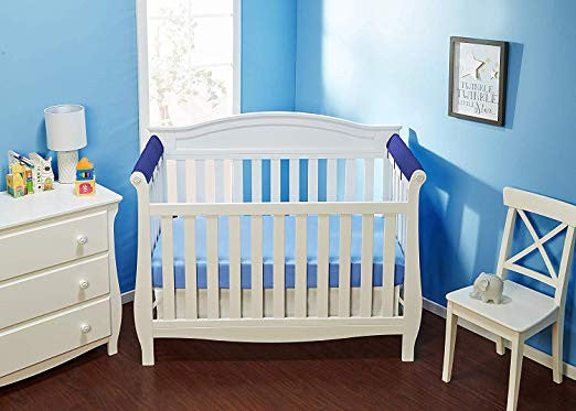 Everyday Kids 2 Piece Padded Baby Crib Rail Cover - Navy