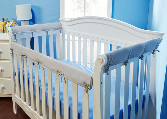 Everyday Kids 3-Piece Padded Baby Crib Rail Cover Set - Grey