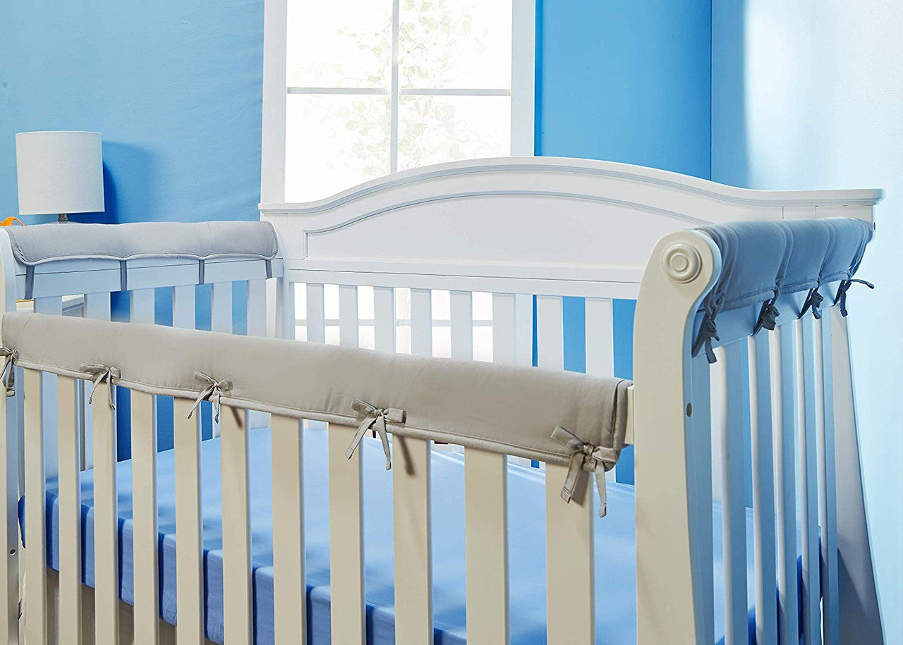 Everyday Kids 3-Piece Padded Baby Crib Rail Cover Set - Grey