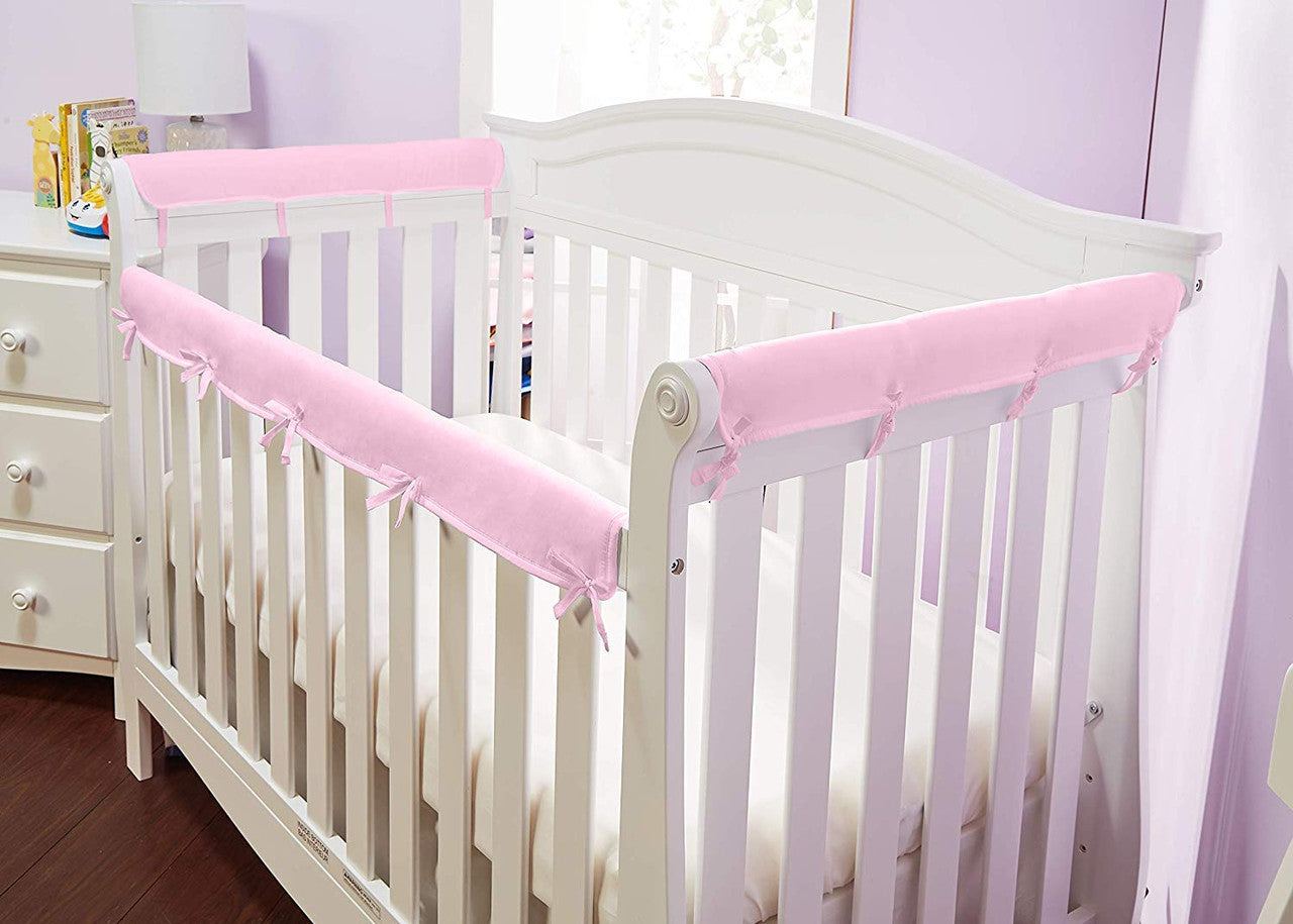 Everyday Kids 3-Piece Padded Baby Crib Rail Cover Set - Pink