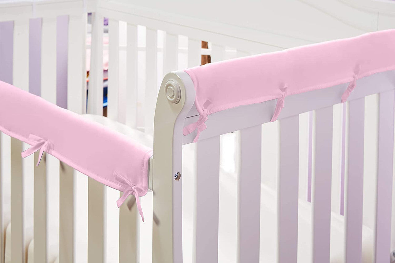 Everyday Kids 3-Piece Padded Baby Crib Rail Cover Set - Pink