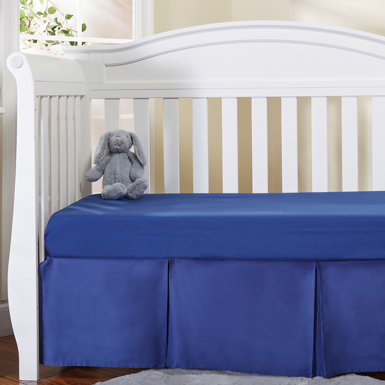 EVERYDAY KIDS Navy Pleated Crib Skirt