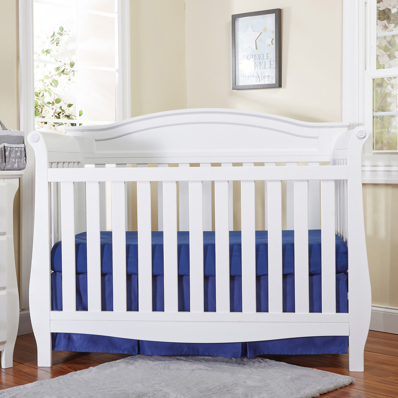 EVERYDAY KIDS Navy Pleated Crib Skirt