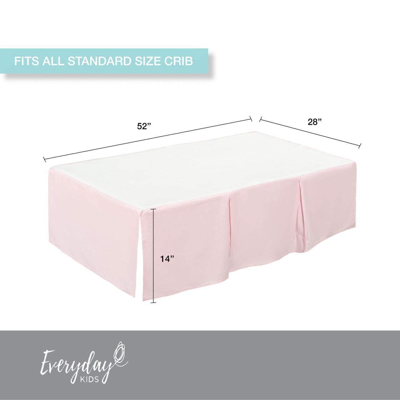 EVERYDAY KIDS Pink Pleated Crib Skirt