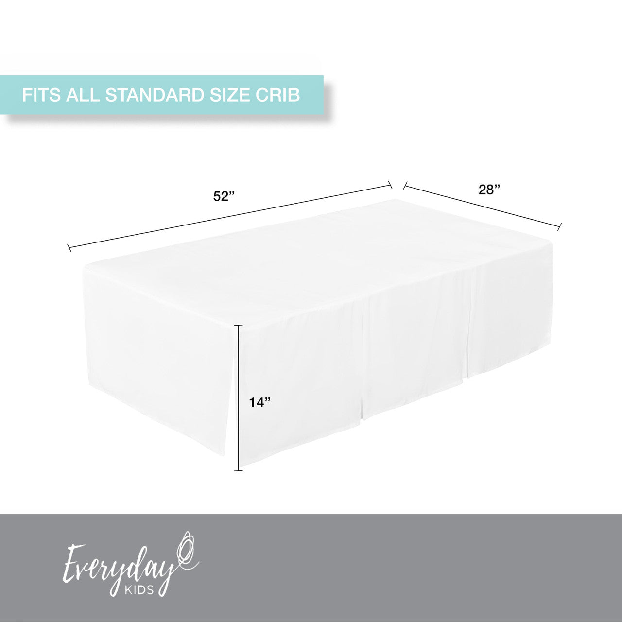 EVERYDAY KIDS White Pleated Crib Skirt