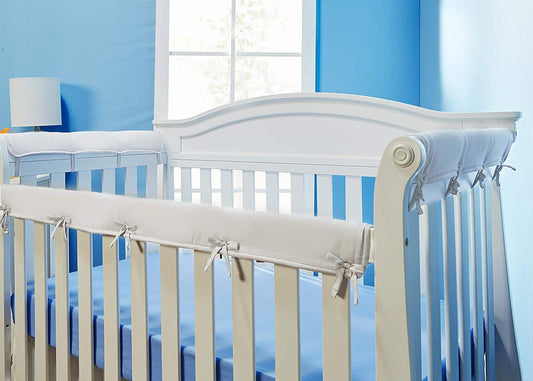 Everyday Kids 3-Piece Padded Baby Crib Rail Cover Set- White