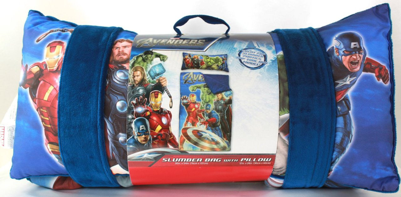 Marvel Avengers Slumber Bag with Pillow for Sleepovers, Nap Time & Travel
