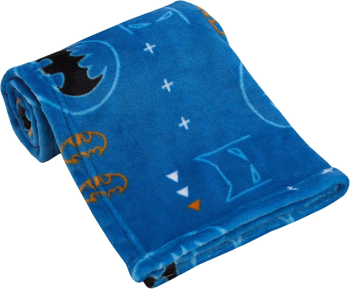 DC Comics Batman Plush Baby Blanket, Super Soft 30x36 Toddler & Stroller Blanket, Royal Blue, Black and Yellow