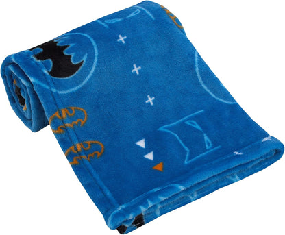 DC Comics Batman Plush Baby Blanket, Super Soft 30x36 Toddler & Stroller Blanket, Royal Blue, Black and Yellow