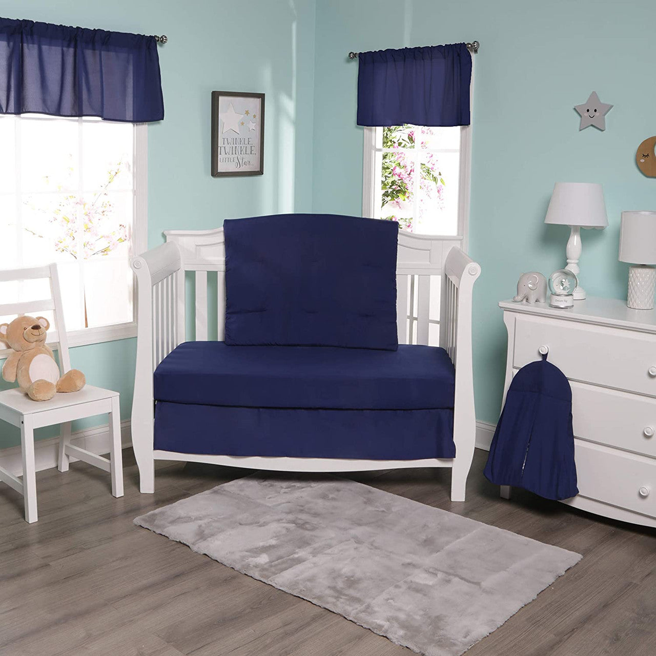 Everyday Kids Navy 4 Piece Crib Bedding Set