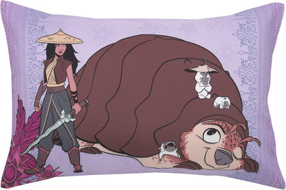 Disney Raya and the Last Dragon 4-Piece Toddler Bedding Set, Comforter, Fitted Sheet, Flat Sheet & Pillowcase, Purple
