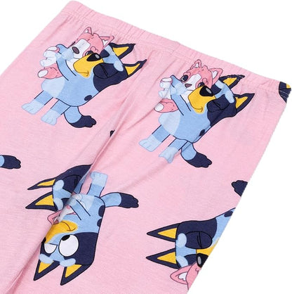 Bluey Toddler Pink Two-Piece Long Sleeve Pajama Set with Bluey and Bingo Print, Top and Jogger Pants, Sizes 12-24 Months